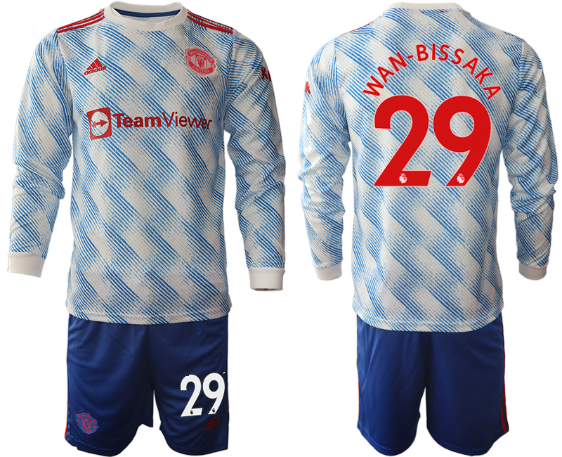 Men 2021-2022 Club Manchester united away blue Long Sleeve #29 Soccer Jersey->manchester united jersey->Soccer Club Jersey
